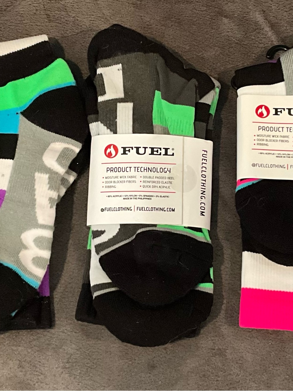 Fuel Women's Black & Green Performance Socks
